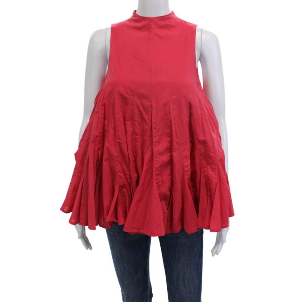 Rhode Resort Women Boho Sleeveless Tunic Red Cotton Mock Neck Size XS